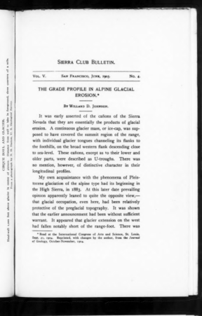 Sierra Club Bulletin 1905 Vol 5 No 4 June cover
